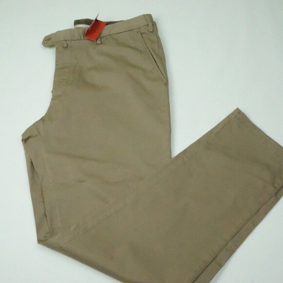 Isaia Tinto Regular Khaki Brown Cotton Blend Casual Mens Chino Pants 52R EU NEW